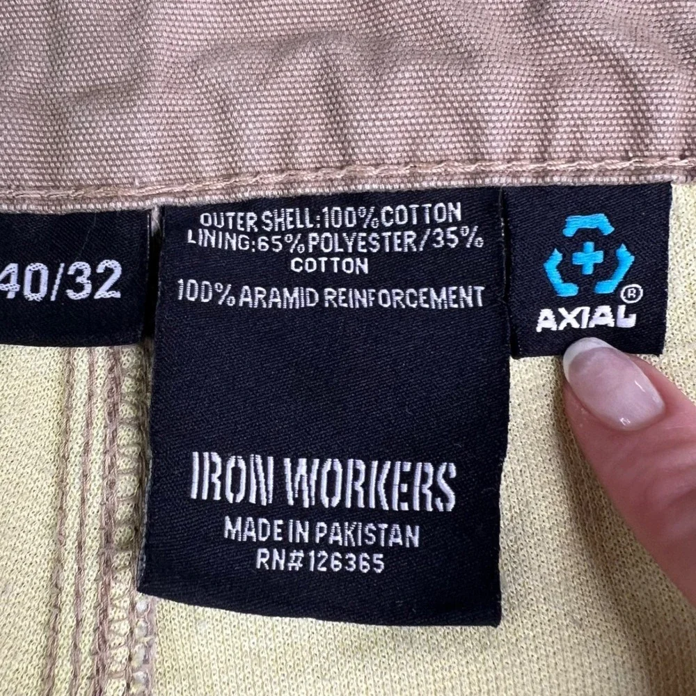 Iron Workers Cargo Pants Mens 40x32 Tan Aramid Reinforced Motorcycle Riding